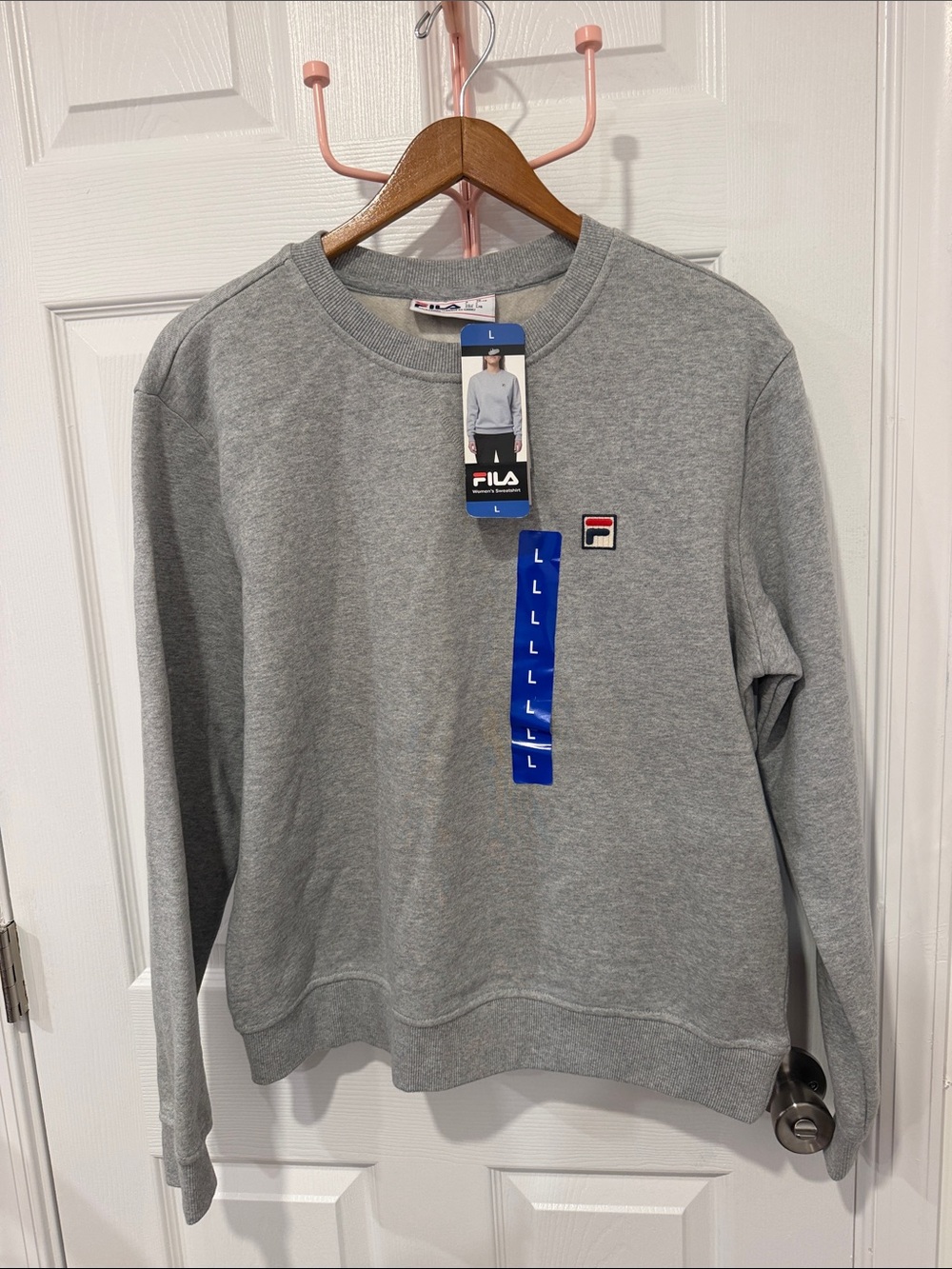 Fila Women's Fleece Crewneck Sweatshirt Heather Grey Size Large